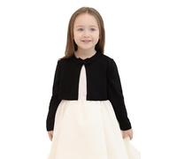 Lilax Little Girls' Knit Long Sleeve Bowknot Closure Bolero Cardigan (Black, 9-10 Years)