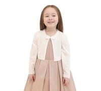 Lilax Little Girls' Knit Long Sleeve Bowknot Closure Bolero Cardigan (Cream, 7-8 Years)