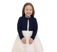 Lilax Little Girls' Knit Long Sleeve Bowknot Closure Bolero Cardigan (Navy, 2-3 Years)