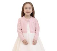 Lilax Little Girls' Knit Long Sleeve Bowknot Closure Bolero Cardigan (Pink, 2-3 Years)