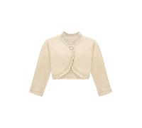 Lilax Little Girls' Knit Long Sleeve Button Closure Bolero Cardigan Shrug (4 Years, Beige)