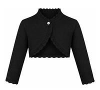 Lilax Little Girls' Knit Long Sleeve Button Closure Bolero Cardigan Shrug 4T Black