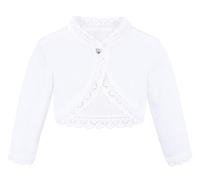 Lilax Little Girls' Knit Long Sleeve Button Closure Bolero Cardigan Shrug 4T White