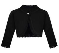 Lilax Little Girls' Knit Long Sleeve Button Closure Bolero Cardigan Shrug 6 Black