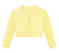Lilax Little Girls' Knit Long Sleeve Button Closure Bolero Cardigan Shrug (6 Years, Yellow)