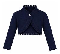 Lilax Little Girls' Knit Long Sleeve Button Closure Bolero Cardigan Shrug 7 Navy