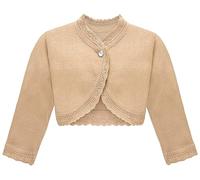 Lilax Little Girls' Knit Long Sleeve Button Closure Bolero Cardigan Shrug (7 Years, Camel)