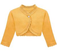 Lilax Little Girls' Knit Long Sleeve Button Closure Bolero Cardigan Shrug (9 Years, Mustard)