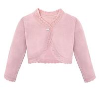 Lilax Little Girls' Knit Long Sleeve Button Closure Bolero Cardigan Shrug, Dusty Pink, 8