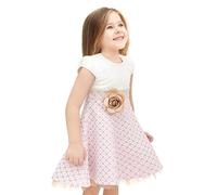 Lilax Little Girls' Sparkle Polka Dot Twirl Dress 8 Pink