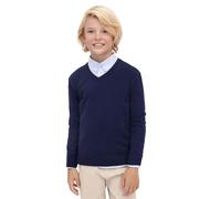 Lilax Toddler and Little Boys Sweater, V-Neck Knit Cardigan Sweater (Navy, 6 Years)