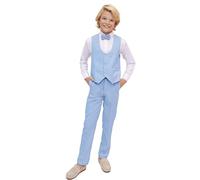 Lilax Toddler & Little Boys Suit Set - Formal Vest, White Dress Shirt, Dress Pants and Bowtie - 4 Piece Set (4 Years, Light Blue)