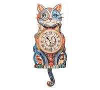Lilcubics 3D Wooden Puzzles for Adults, Detective Cat Mechanical Model Kit, DIY Wall Clock Puzzle, Fun Home Decor Creative Gifts for Men and Women, Pendulum Wood Craft, Gift for Birthday