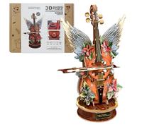Lilcubics 3D Wooden Puzzles for Adults, Mechanical Musical Instrument Model Kits, DIY Music Box Craft Set, Unique Birthday Gifts for Him Her (Holly Cello)