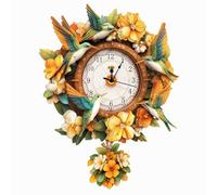 Lilcubics 3D Wooden Puzzles for Adults Mechanical Wreath Hummingbird Wall Clock Wooden Model Kits for Adults to Build Craft Kits for Men & Women, Unique Home Decor
