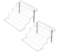 Lilebox Acrylic Riser Stand Shelf for Cosmetics, Toys and Cupcake, 4-Tier Display Rack for Amiibos Funko POP Figures (Transparent, 2 PACK)