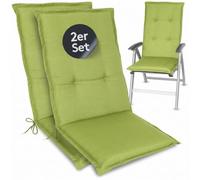LILENO HOME Garden Chair Cushions Set of 2 High-Backed Chair in Apple Green Plain - Comfortable Loungers as Seat Cushions for Garden Furniture - Chair Cushions for Garden Chairs and Folding Chairs