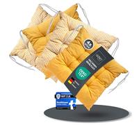 LILENO HOME Set of 4 Chair Cushions, Yellow, 40 x 40 x 6 cm, Seat Cushions for Garden Chairs, Kitchen or Dining Room Chairs, UV-Resistant Indoor and Outdoor Chair Cushions as Chair Cushions (Linda