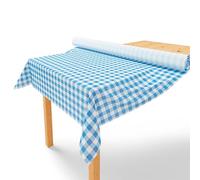 LILENO HOME Tablecloth Roll 1.10 x 25 m - Check Blue Fleece Tablecloth - Fabric-Like, Washable Tablecloth Roll Sold by the Metre - Disposable Paper Tablecloth Roll Alternative