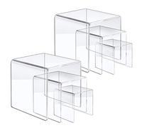LileZbox Acrylic Display Riser Stand,Clear Showcase for Cake Candy and Jewelry 3'' 4'' 5''(4 Sets)