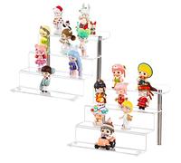 LileZbox Acrylic Display Risers Shelf for Figures, Clear Small 4-Step Display Stand for Display Or Collection, Cupcake Dessert Product-2 Pack(23x21x17cm)