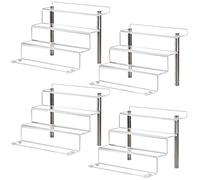 LileZbox Acrylic Display Risers Shelf for Figures, Clear Small 4-Step Display Stand for Display Or Collection, Cupcake Dessert Product-4 Pack(23x21x17cm)