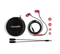 LilGadgets BestBuds Earphones Wired - Safe & Comfortable, Volume Limited, Wired Earbuds for Kids with an in-Line Microphone, Travel Case, and Splitter, Earbuds for School Kids with Case - Red/Black