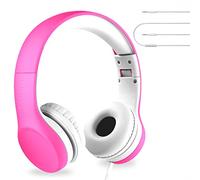 LilGadgets Connect+ Girls Headphones for School Wired with Microphone, Volume Limiting for Safe Listening, Adjustable Headband, Cushioned Earpads for Comfort, Kids Headphones for School, Pink