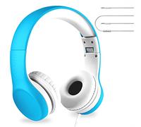 LilGadgets Connect+ Kids Headphones Wired With Microphone, Volume Limiting For Safe Listening, Adjustable Headband, Cushioned Earpads For Comfort, Toddler Headphones, Blue