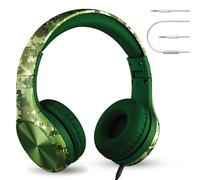 LilGadgets Connect+ PRO Kids Premium Volume Limited Wired Headphones with SharePort and Inline Microphone (Children) - Digital Camo