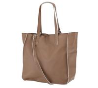 Lili G555 Women's Genuine Leather Handbag, Medium Shopper with Shoulder Strap, Handbag Shoulder Bag with Zip and Inner Compartment, 37 x 13 x 29 cm, Dark taupe, M