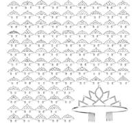 Liliaafar 100 Pcs Tiaras Crowns for Women Bulk Silver Crystal Princess Crown with Comb Crystal Queen Tiaras Bridal Hair Accessories Gifts for Wedding Birthday Party Prom Halloween Cosplay Costume