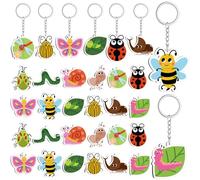 Liliaafar 36 Pcs Spring Summer Bug Party Favors Insects Keychains Acrylic Butterfly Bee Ladybug Keyrings Decorations for Spring Summer Insects Theme Birthday Party Supplies