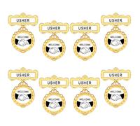 Liliaafar 8 Pack Usher Badge Multipack Church Welcome with Pin on Back Reusable Church Leadership Fancy Round Badge