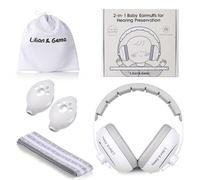 Lilian&Gema 2-in-1 Baby Ear Defender for Babies and Toddlers up to 4 Years, Adjustable Baby Headphones with Stretchy Band, Noise Cancelling Headphones, Against Hearing Damage & Improves Sleep (Gray)
