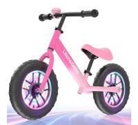 Lilian&Gema No Pedal Kids' Balance Bikes, Carbon Steel Frame Toddler Balance Bike, Colorful Lighting Kids Balance Bike Suitable for Children Aged 2-5, with Adjustable Handlebars & Seat, 12-Inch Wheels
