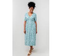 Lilian Short Sleeve V Neck Midi Dress with Empire Bust Line Lily & Me Blue 10