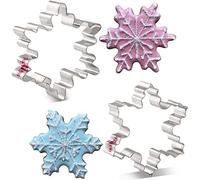 LILIAO Christmas Winter Snowflake Cookie Cutter Set - 2 Piece - 4 and 3.7 inches - Stainless Steel