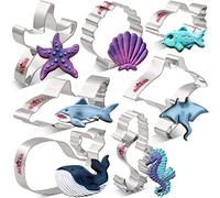 LILIAO Cookie Cutter Set Under the Sea - 7 Pieces - Shark, Whale, Fish, Manta, Starfish, Shell and Seahorse Biscuit Fondant Cookie Cutters - Stainless Steel