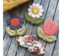 LILIAO Flowers Cookie Cutter Set - 4 Piece - Tulip, Daisy Flower, Kapok and Plaque Biscuit Fondant Cutter - Stainless Steel - by Janka
