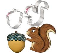 LILIAO Squirrel and Acorn Cookie Cutters for Thanksgiving - Stainless Steel