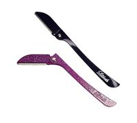Lilibeth Brow Shaper - Dermaplaning Blades for Face - Face Shaver for Women - Dermaplaning Tool for Women - Pack of 2 Derma Blades (Purple Glitter, Black)