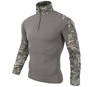 LiliChan Mens Long Sleeve Tactical Military T-Shirt Outdoor Shirt Combat Shirt with Zipper (ACU, UK XS(fit chest:32"-35"))