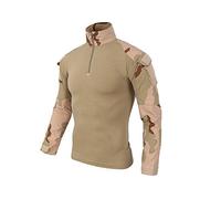 LiliChan Mens Long Sleeve Tactical Military T-Shirt Outdoor Shirt Combat Shirt with Zipper (Desert, UK M(fit Chest:36"-39"))