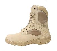 LiliChan Men's Tactical Boots Delta Side Zip Military Work 8 Inch Army Shoes,Brown,UK 7