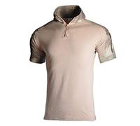 LiliChan Men's Tactical Short Sleeve Military Shirt - Outdoor Combat Shirt with Zipper (Medium, Ruin Ash)