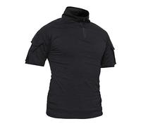 LiliChan Men's Tactical Short Sleeve Shirt with Zipper (X-Large, Black)