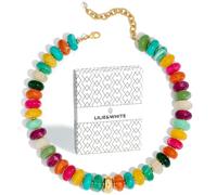LILIE&WHITE Chunky Statement Necklace for Women - Multicolor Round Bead Resin Design, Adjustable Boho Choker, Perfect Summer Beach Accessory