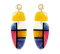 LILIE&WHITE Earrings Women's Statement Drop Earrings, Abstract Colour-Block Design with Artistic Geometric Shapes, Lightweight and Eye-Catching for Any Occasion