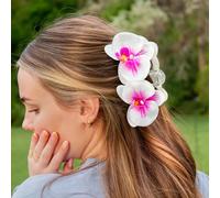 LILIE&WHITE Flower Hair Clip for Women, Non-Fading White & Pink Orchid Design, Elegant Modern Accessory, Gift for Her